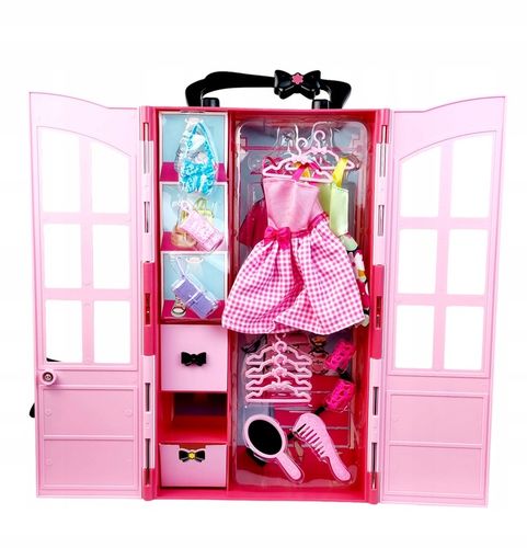 Szafa dla Lalek Garderoba dla Lalek Domek dla Lalek Akcesoria Lalka Różowa na Arena.pl