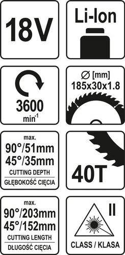 ukośnica 185mm 18v, bez akumulatora - yt-82817 na Arena.pl