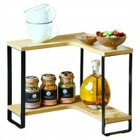 PÓŁKA KUCHENNA NAROŻNA PÓŁKA NA PRZYPRAWY METALOWY STELAŻ MDF 30 x 30 x 28
