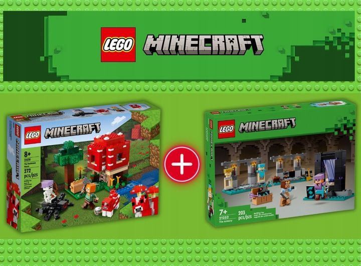 LEGO MINECRAFT Dom w grzybie 21179 + Zbrojownia 21252 MAINCRAFT Figurki zdjęcie 8