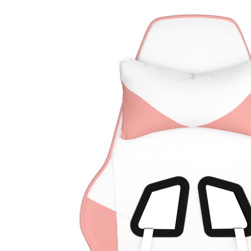 Masujący fotel gamingowy, biało-różowy, sztuczna skóra na Arena.pl