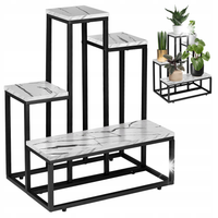 KWIETNIK STOJĄCY METALOWY STOJAK NA KWIATY BIAŁY MARMUR GLAMOUR PÓŁKI 67 cm
