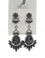 Eleganckie długie kolczyki kamienie szare i białe 7cm