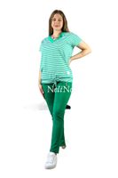 Wiązana bluzka w paski Violetta Zielono-biała UNI