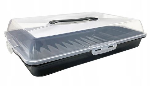 Pojemnik na ciasto 45cm wypieki pudełko box do przenoszenia uchwyt pokrywa na Arena.pl