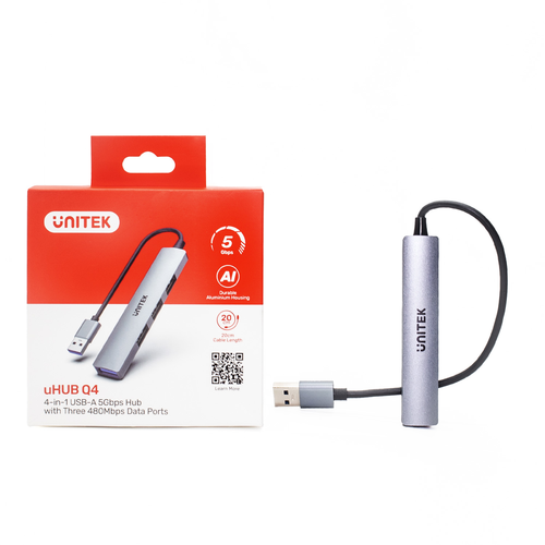 Unitek Hub USB-A 1*USB-A 5 Gbps, 3*USB-A 2.0 alu na Arena.pl