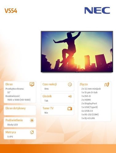 NEC 55'' MultiSync V554 S-IPS 1920x1080 500cd/m2 na Arena.pl