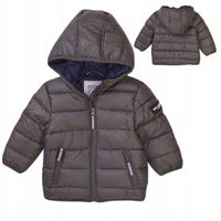 Kurtka zimowa chłopięca z kapturem pikowana rozmiar 92/98 jesienna szara