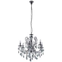 Pałacowa LAMPA wisząca BAROCCO MD72709-6B Italux świecznikowy ŻYRANDOL z kryształkami crystal maria teresa czarny przezroczysty