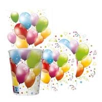 Zestaw komplet zastawy Kolorowe Balony - kubeczki, talerzyki, serwetki