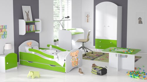 Łóżko dziecięce LEO 160x70 biało-limonkowe na Arena.pl