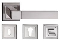 KLAMKA DRZWIOWA BETA NIKIEL SATYNA KOMPLET ROZET