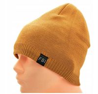 MUSZTARDOWA Męska CZAPKA ZIMOWA L/XL Akryl na zimę