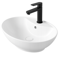 UMYWALKA NABLATOWA OWAL CERAMICZNA BIAŁA STAWIANA POŁYSK Z OTWOREM PRZELEW