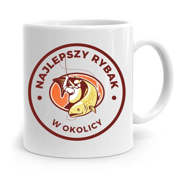 Kubek Prezent Wędkarza Rybaka Najlepszy W Okolicy Z Nadrukiem Ze Zdjęciem zdjęcie 1