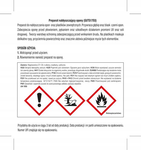 CZERNIDŁO DO OPON GUNK PIELĘGNUJE I NABŁYSZCZA 400 ml na Arena.pl