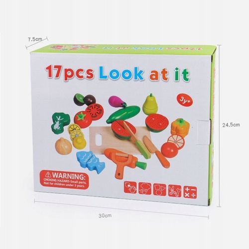 Drewniane Owoce i Warzywa Do Krojenia Zestaw XXL ze Skrzynką 17 elementów na Arena.pl