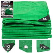 PLANDEKA UNIWERSALNA 8x10 M ZIELONA VERKE V50007 60 g WZMACNIANE NAROŻ