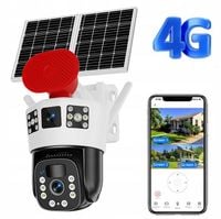 Zewnętrzna SOLARNA KAMERA OBROTOWA TRZY EKRANY KARTA SIM 4G LTE 3MP+3MP+3MP