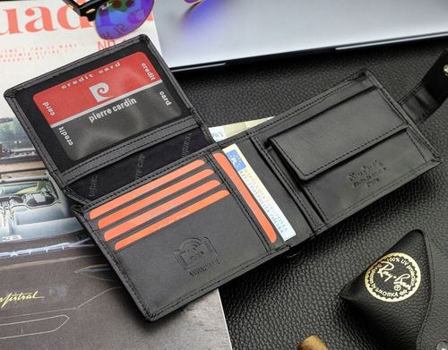 Portfel Męski Pierre Cardin Skórzany Czarny Poziomy Certyfikat Q2 na Arena.pl