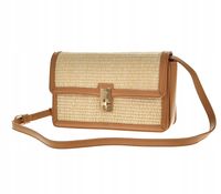 Pierre Cardin - torebka listonoszka pleciona beżowo-brązowy 240403