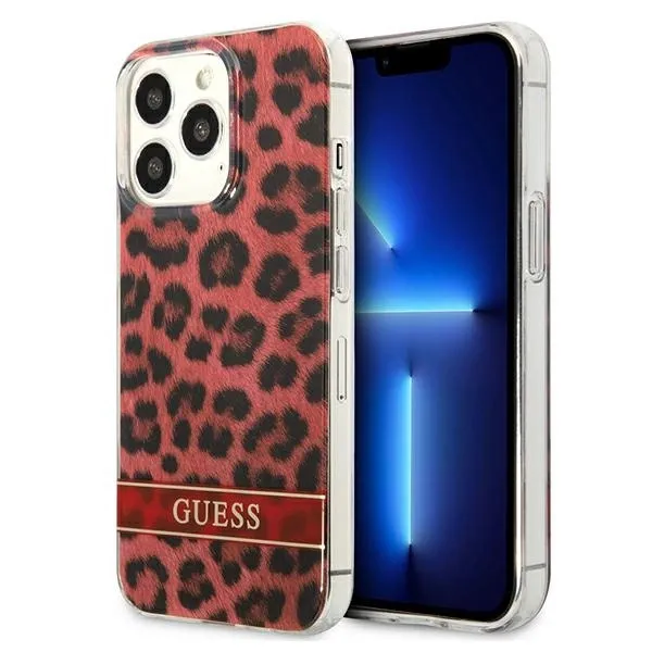 Etui Guess Leopard na iPhone 13 Pro / iPhone 13 - czerwone zdjęcie 1