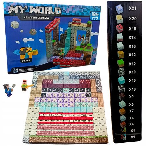 KLOCKI MAGNETYCZNE PIKSELE BLOCZKI SZEŚCIANY MOCNE 184 KLOCKI 2 FIGURKI na Arena.pl