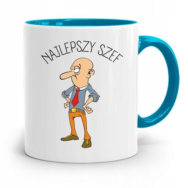 Kubek Błękitny Dla Szefa Najlepszy Szef Prezent Z Nadrukiem Ze Zdjęciem zdjęcie 1