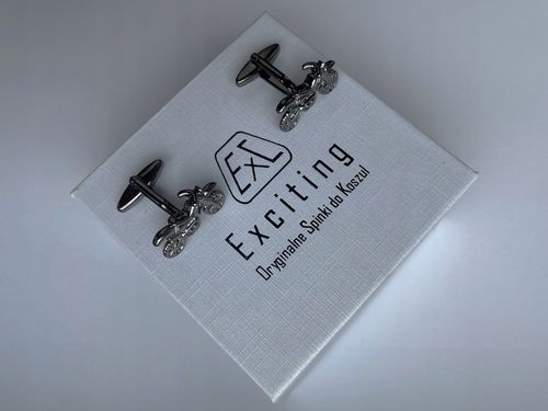 Czarne spinki do mankietów EXC Motocykl Motor Cross Enduro KTM Racing Tytan na Arena.pl