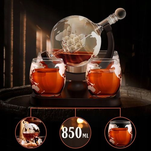 Zestaw do Whisky Karafka Globus 4 Szklanki Prezent dla Taty Faceta na Arena.pl