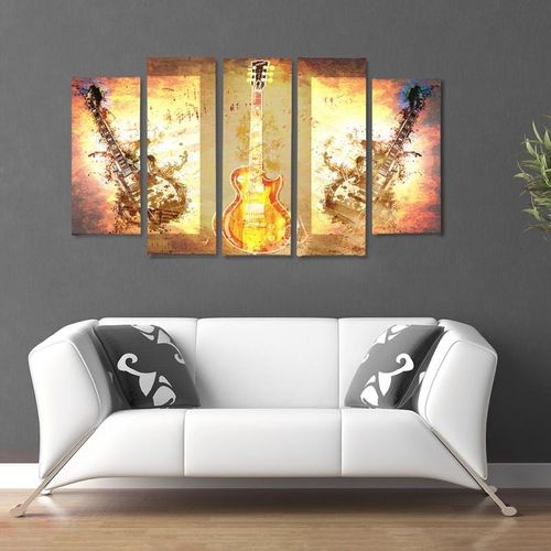 Obraz pięcioczęściowy na płótnie Canvas, pentaptyk typ B, Gitara 150x100 na Arena.pl