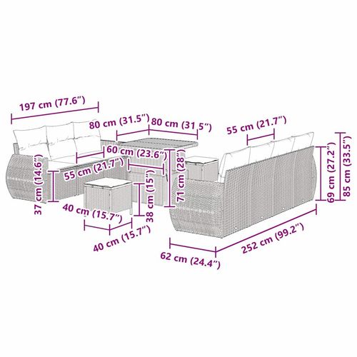 Zestaw Sof na Ogród 10 pcs Czarny polirattan na Arena.pl
