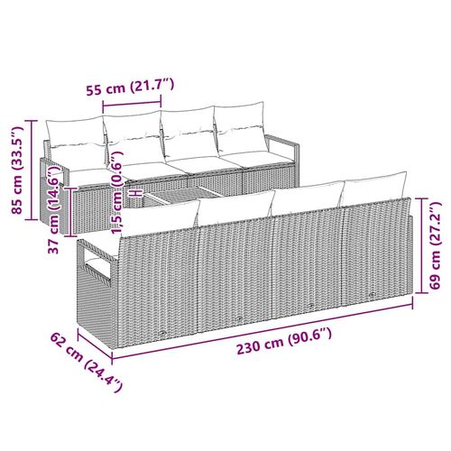 Zestaw Sof na Ogród 9 pcs Czarny na Arena.pl