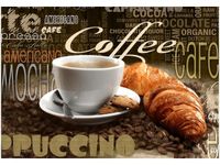 OBRAZ DRUK MORNING COFFEE KAWA ROGALIK ŚNIADANIE BRĄZOWY