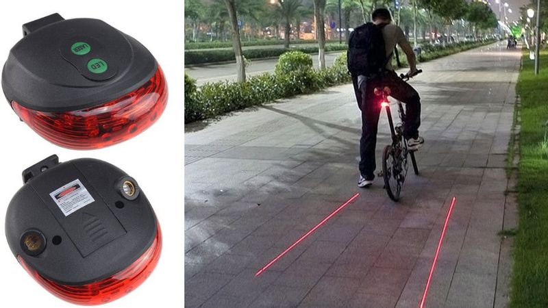 Lampka Rowerowa Laserowa 5 Led Laser zdjęcie 13