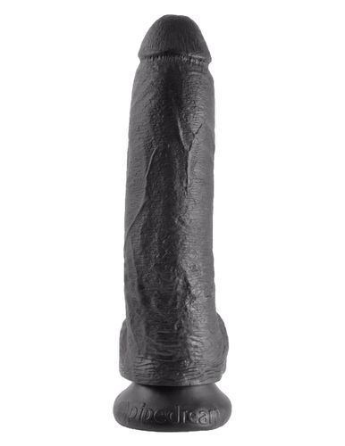 9' cock with balls black dildo z jądrami czarne 23cm king cock na Arena.pl