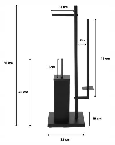 Stojak na papier toaletowy i szczotka do WC czarna loft łazienkowa YOKA na Arena.pl