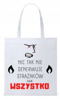 Dla Strażaka Prezent Torba Eco Biała Shopper Z Nadrukiem Ze Zdjęciem