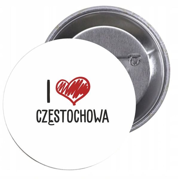 Przypinki buttony I LOVE CZĘSTOCHOWA znaczki zdjęcie 1