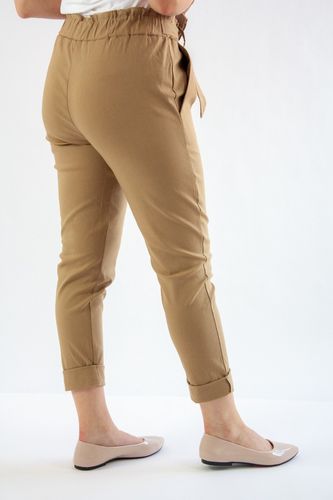 Eleganckie spodnie z kokardą Amelia Karmelowe UNI DUŻY na Arena.pl