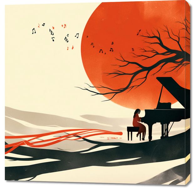 Obraz 100x100cm Pianistka zdjęcie 1