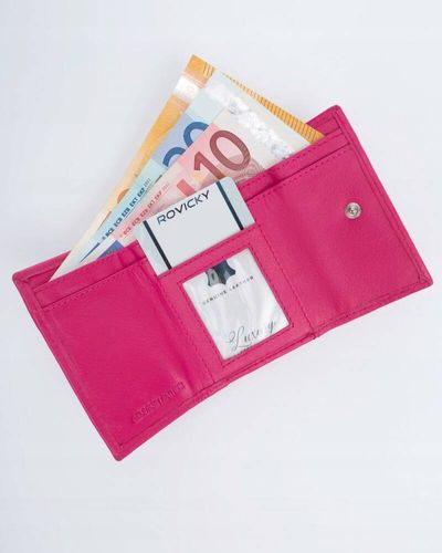 elegancki portfel damski na zatrzask ze skóry naturalnej - rovicky na Arena.pl