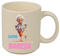 KUBEK Z NADRUKIEM PREZENT DZIEŃ BABCI URODZINY BABCIA IMIENINY BEŻOWY MAT