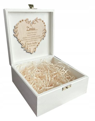 Prezent pudełko komunia białe grawer pamiątka imię Pamiątka Komunijna na Arena.pl
