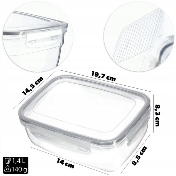 POJEMNIK NA ŻYWNOŚĆ LUNCH PUDEŁKO PLASTIKOWE 1,4L zdjęcie 7