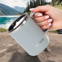 Kubek Termiczny Szary Turystyczny Termos Z Rączką 450Ml Na Kawę Herbatę