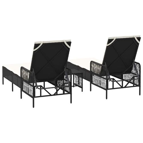 Leżak z poduszką 2-osoba 2 pcs Czarny 35 x 35 x 32cm polirattan na Arena.pl