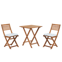 Zestaw mebli balkonowych drewniany jasny z poduszkami niebieskimi FIJI