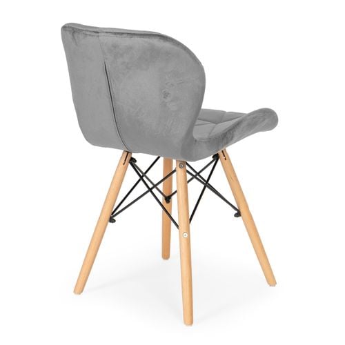 Komplet 4 krzeseł welurowych do jadalni i salonu szare na Arena.pl