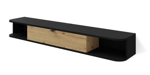 Szafka RTV ICARUS 156 pod telewizor wisząca obła czarny mat / dąb artisan na Arena.pl